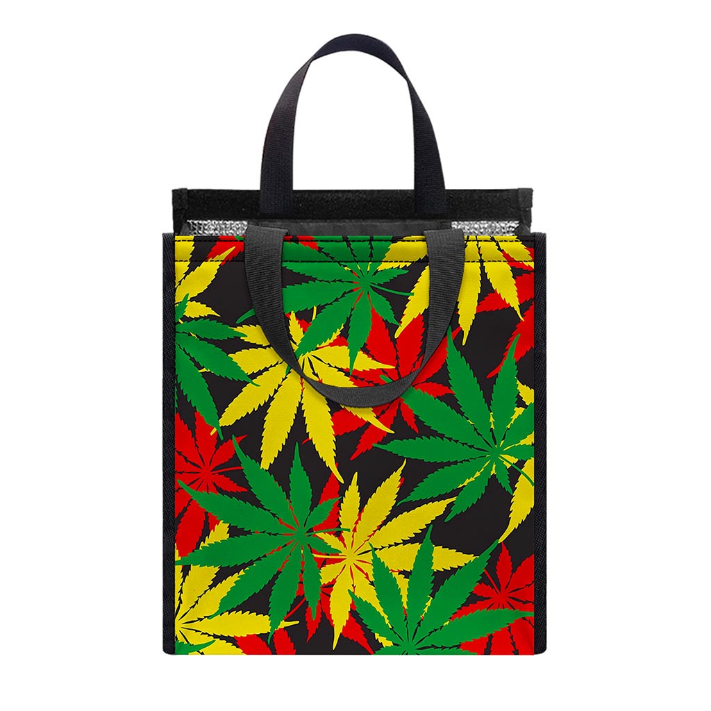 Classic Hemp Leaves Reggae Pattern Print Insulated Lunch Tote