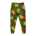 Classic Hemp Leaves Reggae Pattern Print Jogger Pants