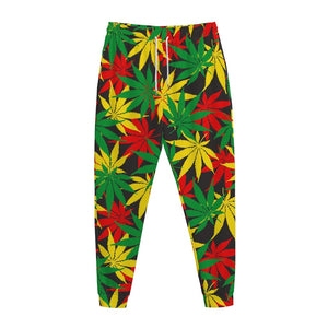 Classic Hemp Leaves Reggae Pattern Print Jogger Pants