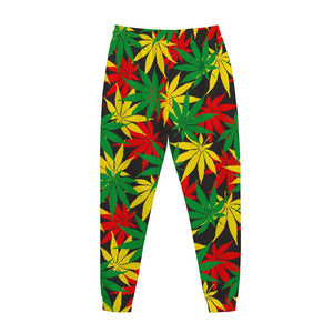 Classic Hemp Leaves Reggae Pattern Print Jogger Pants