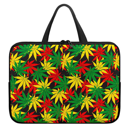 Classic Hemp Leaves Reggae Pattern Print Laptop Sleeve With Handle