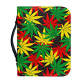 Classic Hemp Leaves Reggae Pattern Print Leather Bible Cover