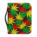 Classic Hemp Leaves Reggae Pattern Print Leather Bible Cover