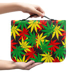 Classic Hemp Leaves Reggae Pattern Print Leather Bible Cover