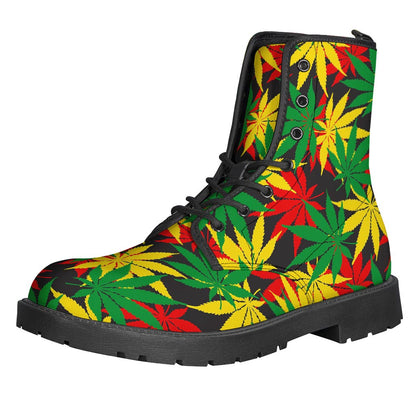 Classic Hemp Leaves Reggae Pattern Print Backpack