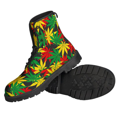 Classic Hemp Leaves Reggae Pattern Print Backpack