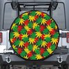 Classic Hemp Leaves Reggae Pattern Print Leather Spare Tire Cover