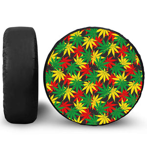 Classic Hemp Leaves Reggae Pattern Print Leather Spare Tire Cover