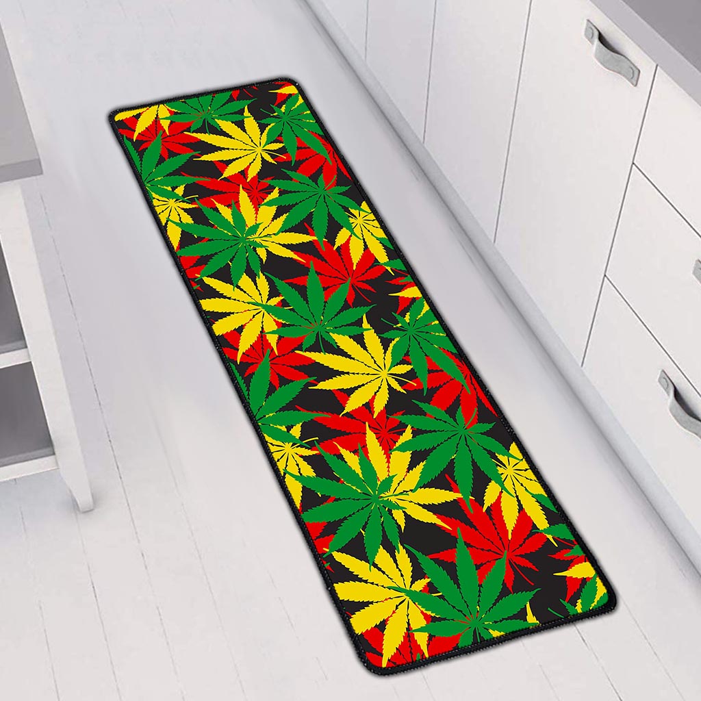 Classic Hemp Leaves Reggae Pattern Print Long Kitchen Mat