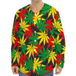 Classic Hemp Leaves Reggae Pattern Print Long Sleeve Baseball Jersey
