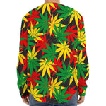 Classic Hemp Leaves Reggae Pattern Print Long Sleeve Baseball Jersey