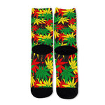 Classic Hemp Leaves Reggae Pattern Print Long Socks