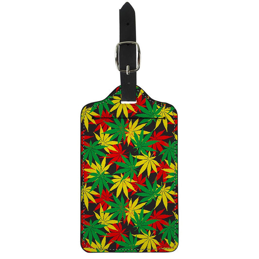 Classic Hemp Leaves Reggae Pattern Print Luggage Tag