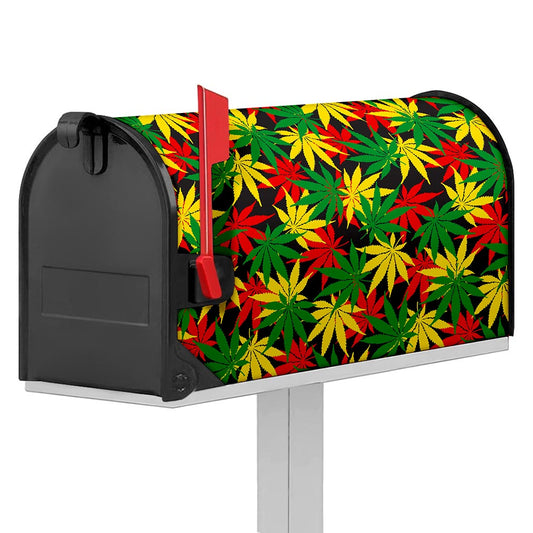 Classic Hemp Leaves Reggae Pattern Print Mailbox Cover