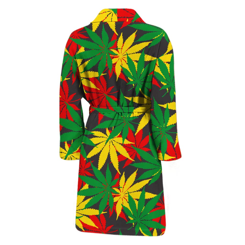 Classic Hemp Leaves Reggae Pattern Print Men's Bathrobe