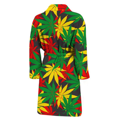 Classic Hemp Leaves Reggae Pattern Print Men's Bathrobe