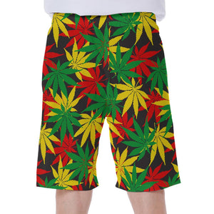 Classic Hemp Leaves Reggae Pattern Print Men's Beach Shorts