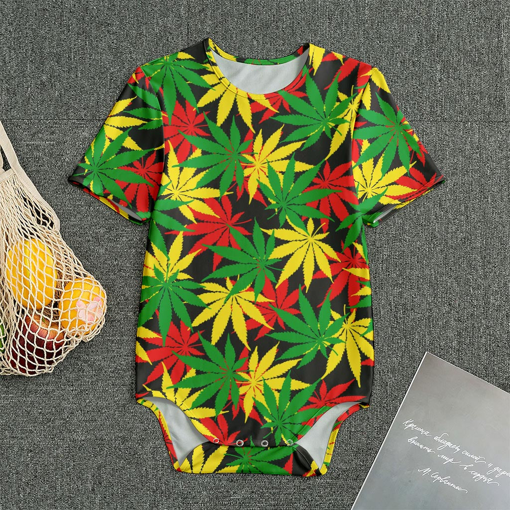 Classic Hemp Leaves Reggae Pattern Print Men's Bodysuit