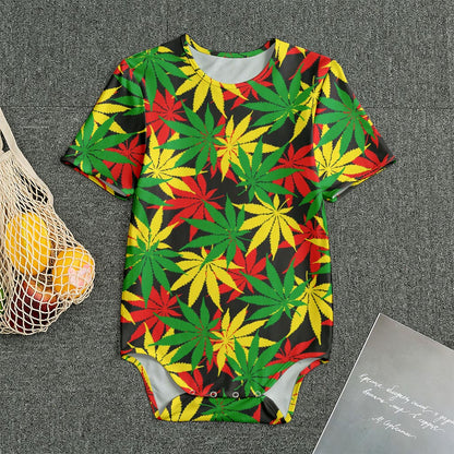 Classic Hemp Leaves Reggae Pattern Print Men's Bodysuit