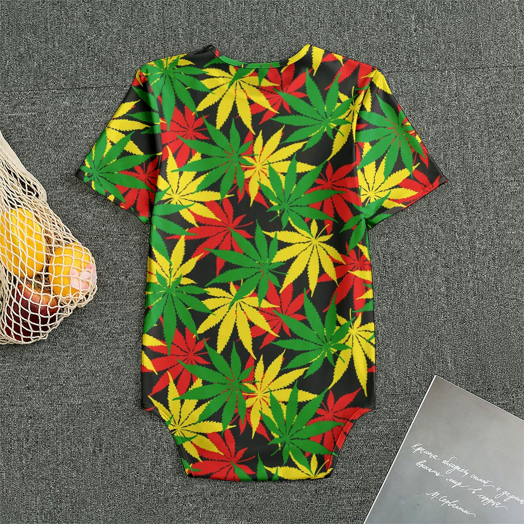 Classic Hemp Leaves Reggae Pattern Print Men's Bodysuit
