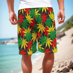 Classic Hemp Leaves Reggae Pattern Print Men's Cargo Shorts