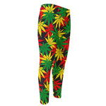 Classic Hemp Leaves Reggae Pattern Print Men's Compression Pants