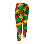 Classic Hemp Leaves Reggae Pattern Print Men's Compression Pants