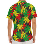 Classic Hemp Leaves Reggae Pattern Print Men's Deep V-Neck Shirt