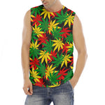 Classic Hemp Leaves Reggae Pattern Print Men's Fitness Tank Top