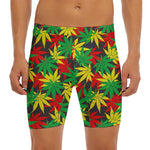 Classic Hemp Leaves Reggae Pattern Print Men's Long Boxer Briefs