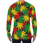 Classic Hemp Leaves Reggae Pattern Print Men's Long Sleeve T-Shirt