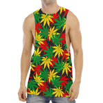 Classic Hemp Leaves Reggae Pattern Print Men's Muscle Tank Top