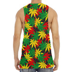 Classic Hemp Leaves Reggae Pattern Print Men's Muscle Tank Top