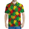 Classic Hemp Leaves Reggae Pattern Print Men's Polo Shirt