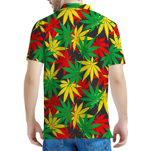 Classic Hemp Leaves Reggae Pattern Print Men's Polo Shirt