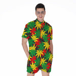 Classic Hemp Leaves Reggae Pattern Print Men's Rompers