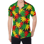 Classic Hemp Leaves Reggae Pattern Print Men's Shirt