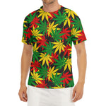 Classic Hemp Leaves Reggae Pattern Print Men's Short Sleeve Rash Guard