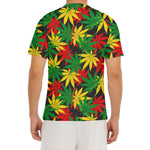Classic Hemp Leaves Reggae Pattern Print Men's Short Sleeve Rash Guard