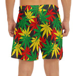 Classic Hemp Leaves Reggae Pattern Print Men's Split Running Shorts
