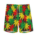 Classic Hemp Leaves Reggae Pattern Print Men's Athletic Shorts