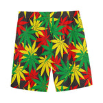 Classic Hemp Leaves Reggae Pattern Print Men's Sports Shorts