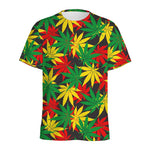 Classic Hemp Leaves Reggae Pattern Print Men's Sports T-Shirt