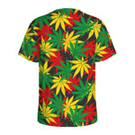 Classic Hemp Leaves Reggae Pattern Print Men's Sports T-Shirt
