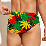 Classic Hemp Leaves Reggae Pattern Print Men's Swim Briefs