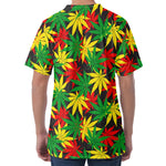 Classic Hemp Leaves Reggae Pattern Print Men's Velvet T-Shirt