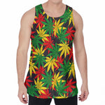 Classic Hemp Leaves Reggae Pattern Print Men's Velvet Tank Top