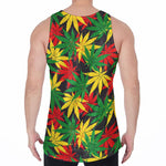 Classic Hemp Leaves Reggae Pattern Print Men's Velvet Tank Top