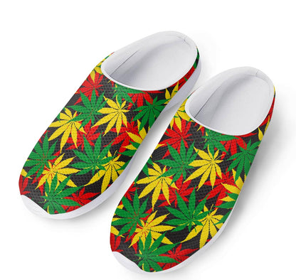 Classic Hemp Leaves Reggae Pattern Print Mesh Casual Shoes
