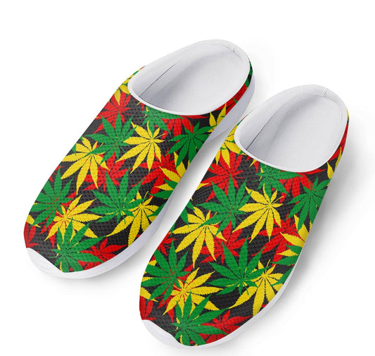 Classic Hemp Leaves Reggae Pattern Print Mesh Casual Shoes